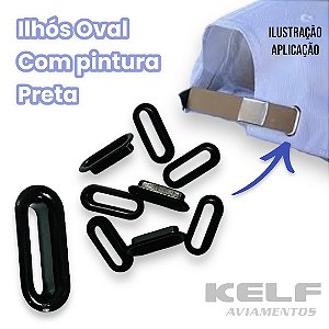 Ilhós Oval 20MM - Cor Preto 1.000un