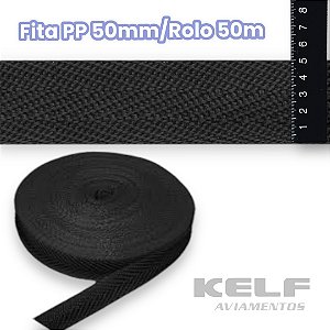 Fita PP 30mm - Cor Preto rolo 50m