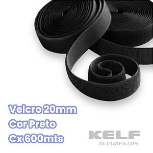 Velcro 20mm - Cor preto Cx 600m