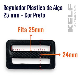Regulador Plástico Alça 25mm P07A - Cor Preto 1000un