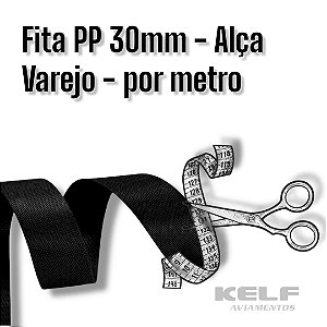 Fita PP 30mm - Cor Preto - Varejo por metro