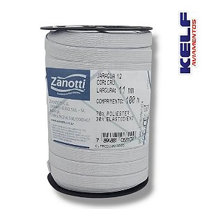 Elástico  12mm Liso - Cor Cru 100mts Rolo