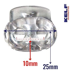 Ponteira Para Cordão Elástico Focinho de Porco - Cor Transparente modelo grande 100un