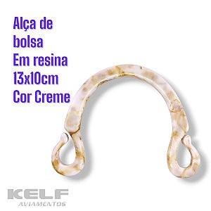 Alça de Bolsa em Resina 153636 - 13x10cm Cor Creme 2un(Par)