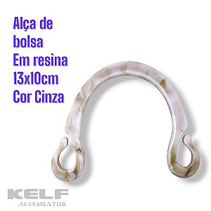 Alça de Bolsa em Resina 153636 - 13x10cm Cor Cinza 2un(Par)