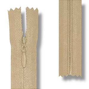 Ziper Invisível Fixo Tela n°3 50cm - Cor Bege Claro 10un PD1A