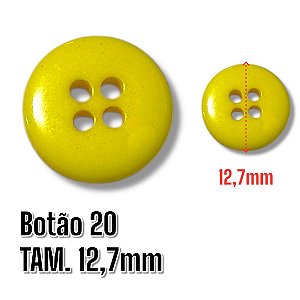 Botão Tam 20 (12,7mm) - Cor Amarelo 4 Furos - 144un