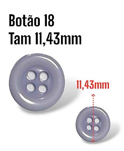Botão Tam 18 (11,4mm) - Cor Lilas Claro 4 Furos - 144un