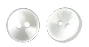 Botão Tam 22 (14mm) Cor Branco Leitoso Brilho 2 Furos - 100un