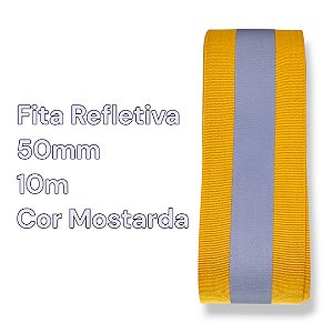 Fita Refletiva Gorgurão 50mm x 10m Mostarda/Cinza