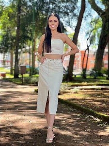 Saia Jeans midi Leticia