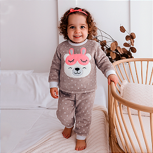 Conjunto fleecê ursinha. Tam: 4 - 8