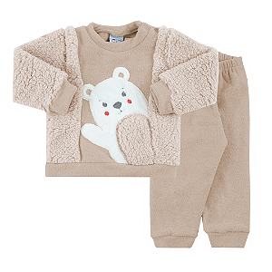 Conjunto ursinho simpático marrom. Tam: G - GG