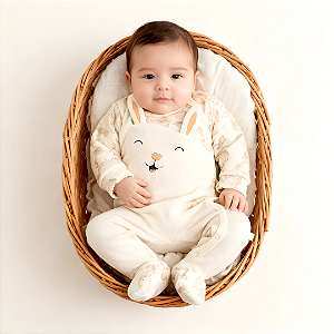 Macacão coelhinhos. Tam: P - M