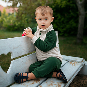 Conjunto com gola de pele