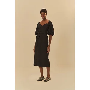 Vestido Midi Mangas Bufante