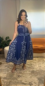 Vestido Cropped Estampado Relicário Tropical Bordado