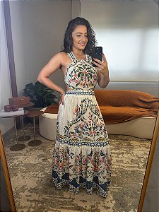 Vestido Longo Estampado Sonho Guaraná