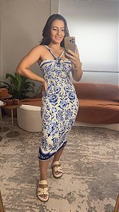 Vestido Midi Estampado Jardim De Porcelana
