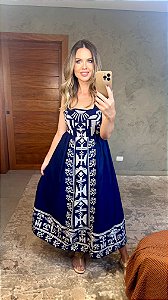Vestido Bordado Laço Costas Bordado Tropical