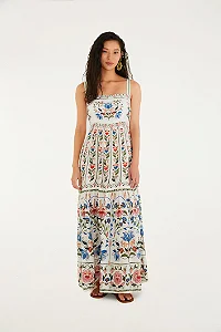 Vestido Longo Estampado Jardim Beleza