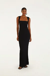 Vestido Midi Alça Torcida Textura
