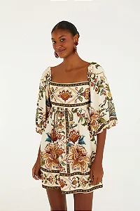 Vestido Curto Estampado Jardim Majestoso