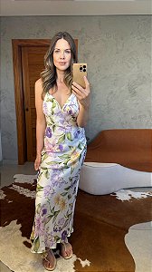Vestido Longo Alcinha Estampado Orquidário