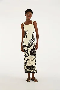 Vestido Básico Estampado Festa De Mar