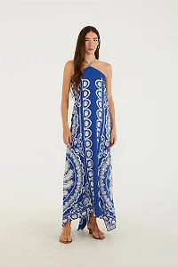 Vestido Frente Única Estampado Jardim De Banana