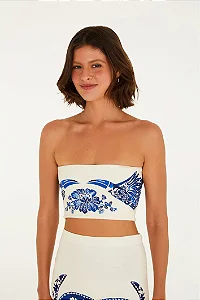 Top Reto Double Estampado Coqueiro Tropical