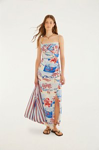 Vestido Longo Estampado Diário De Verão