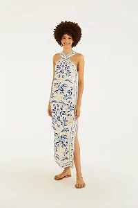 Vestido Cropped Estampado Azulejaria