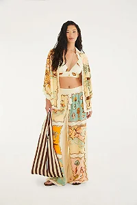 Calça Pantalona Estampada Souvenir Litoral