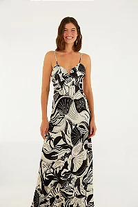 Vestido Alcinhas Estampado Festa De Mar