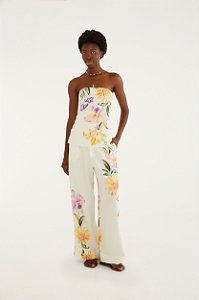 Calça Reta Estampada Orquidário