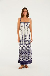 Vestido Longo Estampado Peixe Correnteza