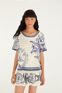 T-Shirt Estampada Mar De Ondas