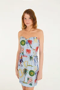 Vestido Curto Estampado Tropical Vintage