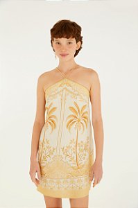 Vestido Curto Estampado Paisagem Tropical