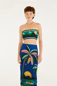 Top Reto Double Estampado Oásis Lenço