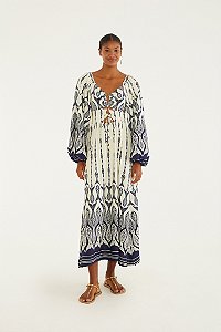 Vestido Manga Estampado Peixe Correnteza