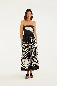 Vestido Cropped Estampado Festa De Mar