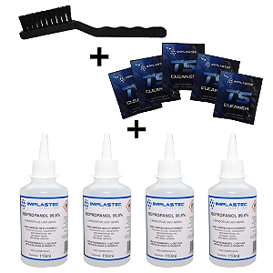Kit 3 em 1 - 4 Alcool isopropilico + 5 lenços Umidecidos com Álcool Isopropílico + 1 escova ESD