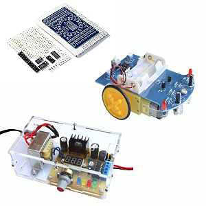 Kit de treinamento Curso EF e Soldagem  Módulo SMD  + Fonte ajustavel + Robô seguidor de linha