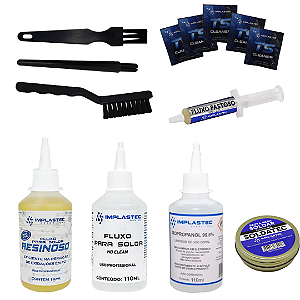 Kit soldagem e limpeza com escova e pincel