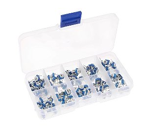 Kit Trimpot com 100 unidades x 10 valores 500R 1M + Box organizador