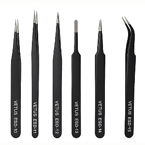 Kit pinças antiestática ESD com 6 itens ESD-10 ao ESD-15
