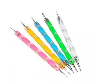 Kit 10 Boleadores Em 5 Pincéis Com Ponta Dupla