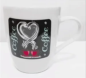 Caneca de café branca estampada